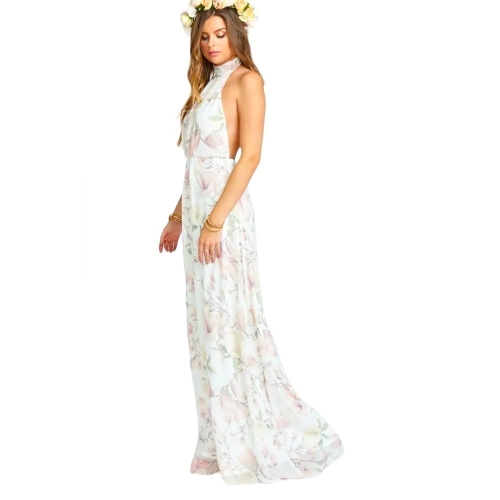 Show Me Your Mumu SMYM Collette Halter Collar Dress Floral Sz S Open Back